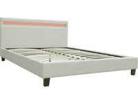 Letto in tessuto riccio "Maria" con LED 160x200cm - Crema