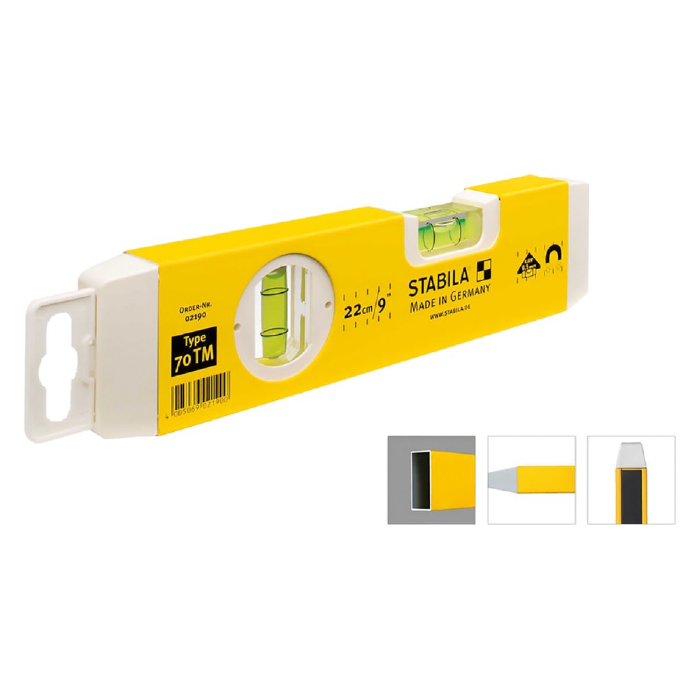 'LIVELLA A DUE FIALE TASCABILE MAGNETICA '70 TM' cm 22'