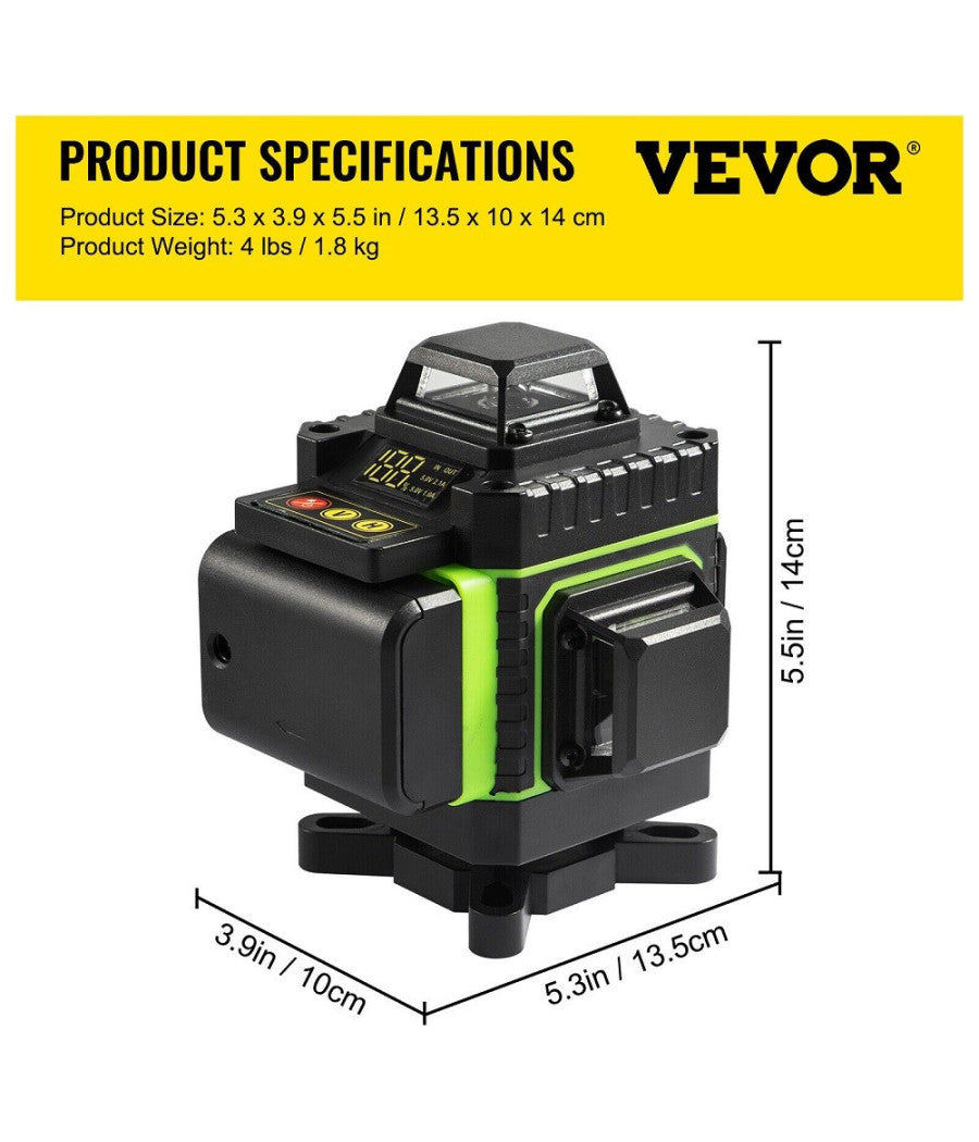 Livella Laser A Verde 16 Linee Autolivellante 4x360° Con Base Di Treppiede         