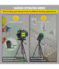 Livella Laser A Verde 16 Linee Autolivellante 4x360° Con Base Di Treppiede         