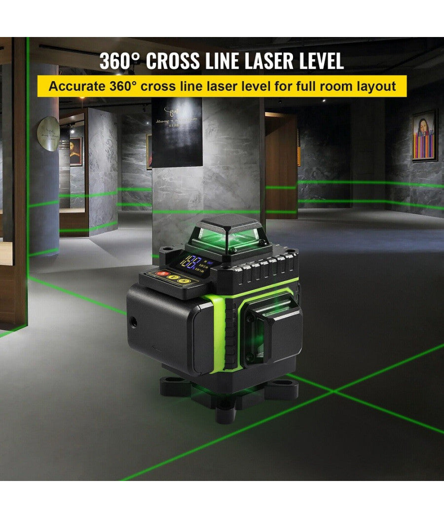 Livella Laser A Verde 16 Linee Autolivellante 4x360° Con Base Di Treppiede         