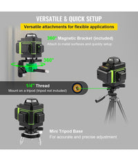 Livella Laser A Verde 16 Linee Autolivellante 4x360° Con Base Di Treppiede         