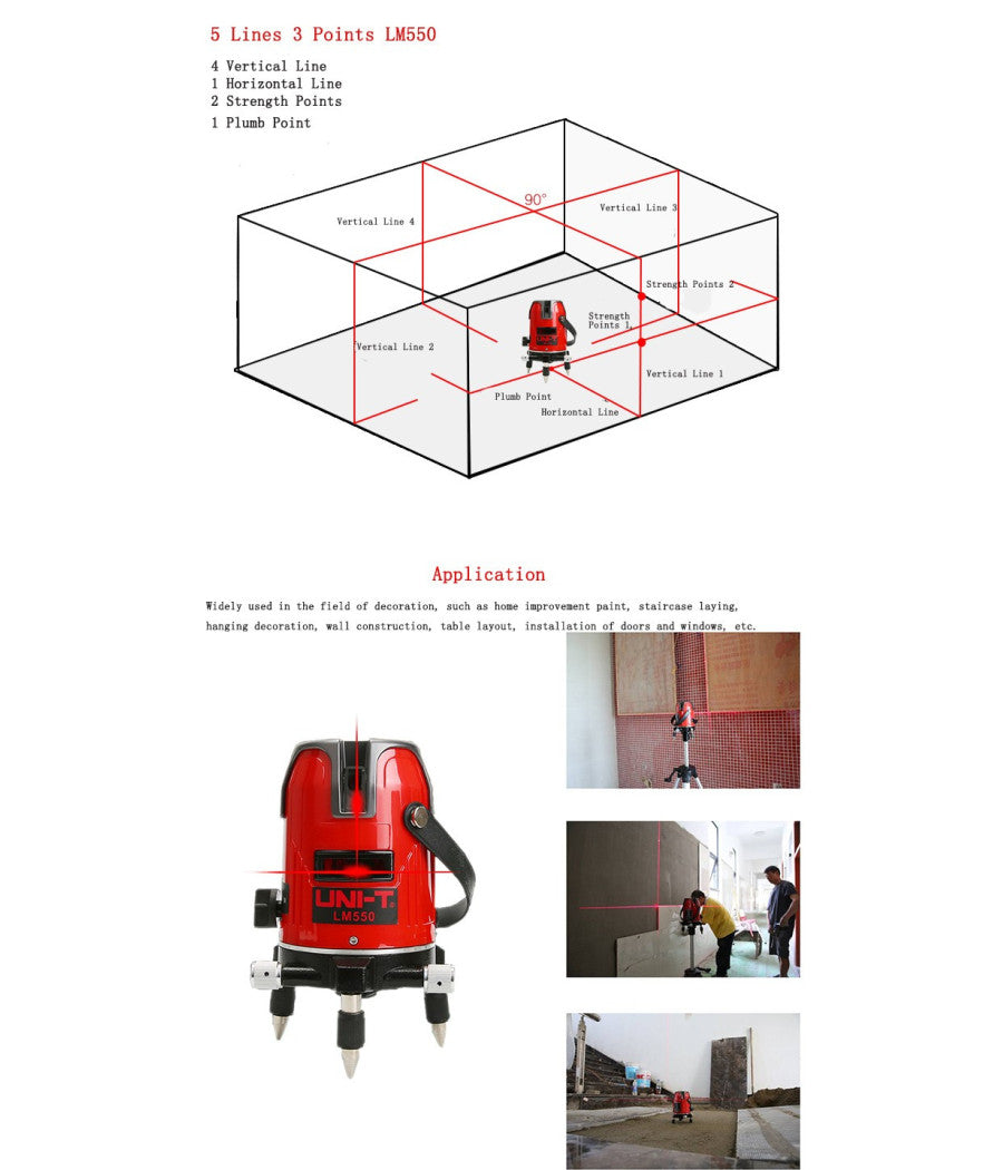 Livella Laser Autolivellante 360Âº Rotazione Bolla Digitale 5 Linee Traccialinee         