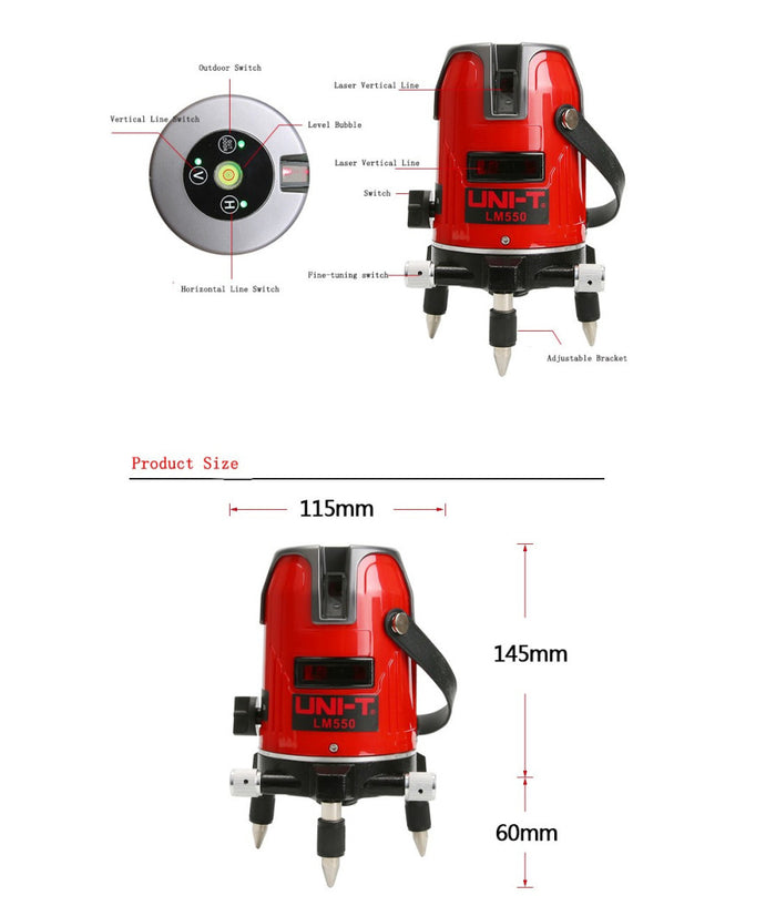 Livella Laser Autolivellante 360Âº Rotazione Bolla Digitale 5 Linee Traccialinee         