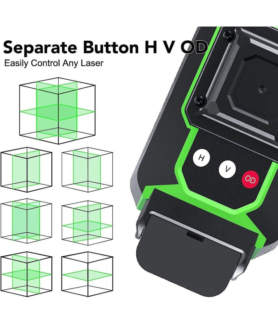 Livella Laser Autolivellante A 360° Livella Laser Verde 2 Batterie Ricaricabili         