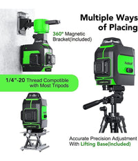 Livella Laser Autolivellante A 360° Livella Laser Verde 2 Batterie Ricaricabili         