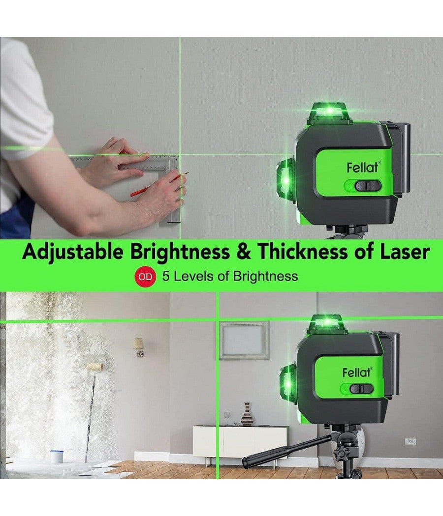 Livella Laser Autolivellante A 360° Livella Laser Verde 2 Batterie Ricaricabili         