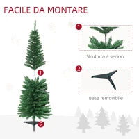 Albero di Natale Artificiale Slim 150cm con Supporto in Metallo 294 Rami