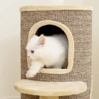 Cuccia per Gatti a 2 Livelli, con Piattaforma e Tiragraffi, Beige