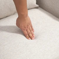 Poltrona Moderna d'Arredo con Cuscino Extra, in Tessuto Effetto Lino e Acciaio, 73x81x82 cm, Bianco Crema