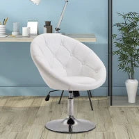 Sgabello da Lavoro, Sgabello Girevole, Sedia da Ufficio, Cromato, Regolabile in Altezza, PU e Acciaio, 56x71x78,5-90,5 cm, Bianco