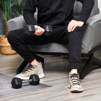 Set di 2 Manubri da Palestra Esagonali da 5kg in Gomma con Impugnatura Antiscivolo, Nero