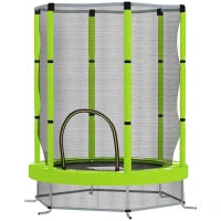 Trampolino Elastico per Bambini Ø140 cm con Rete di Sicurezza e Disegni, Età 3-6 Anni, Verde