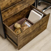 Cassettiera con 3 Cassetti in Truciolato dallo Stile rustico, 60x45x75cm, Marrone e nero