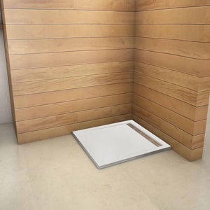 Piatto Doccia Quadrato 80x80x3cm in Pietra Vulcanica e Resina Mista Finitura Pietra Bianca Ruvida Ultraslim 3 cm Antiscivolo Antibatterico
