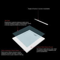 Piatto Doccia Rettangolare 80x100x3cm in Pietra Vulcanica e Resina Mista Finitura Pietra Bianca Ruvida Ultraslim 3 cm Antiscivolo Antibatterico