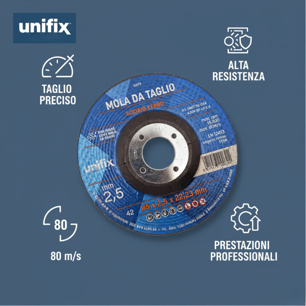 Disco da taglio top per materiali pieni acciaio ferro tubi e profilati *** misura Ø 115 x 2,5 x 22 mm, confezione 1