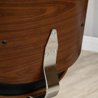 Sedia da Ufficio dal Design Vintage, Altezza Regolabile, Girevole 360°, Legno di Pioppo, Rivestimento Sintetico, 53 x 53 x 77-87 cm, Nero