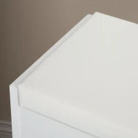 Set Tavolo da Trucco con Specchio e 5 Cassetti 97.2x44.5x136.5 cm e Sgabello Imbottito 40x24x46 cm, Bianco