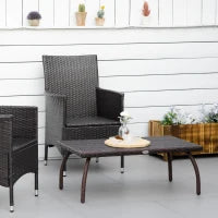 Tavolino in Rattan Sintetico, Tavolino da Esterno Piccolo, per Giardino, Terrazzo Impermeabile Marrone 90x50x35cm