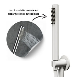 Set per doccia soffione tondo in acciaio inox 250 millimetri color bianco opaco *** finitura- bianco opaco tondo, con...