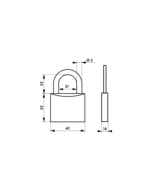 Set 2 Lucchetti Tipo 1, interno, ansa in acciaio, 40mm, 2x2 chiavi - THIRARD