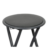 Lotto di 10 sgabelli pieghevoli – Collezione BASICUS, colore nero, seduta in PU, diametro 30 cm, altezza 45 cm