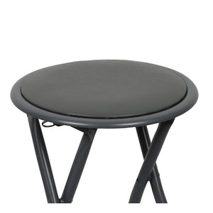 Lotto di 10 sgabelli pieghevoli – Collezione BASICUS, colore nero, seduta in PU, diametro 30 cm, altezza 45 cm