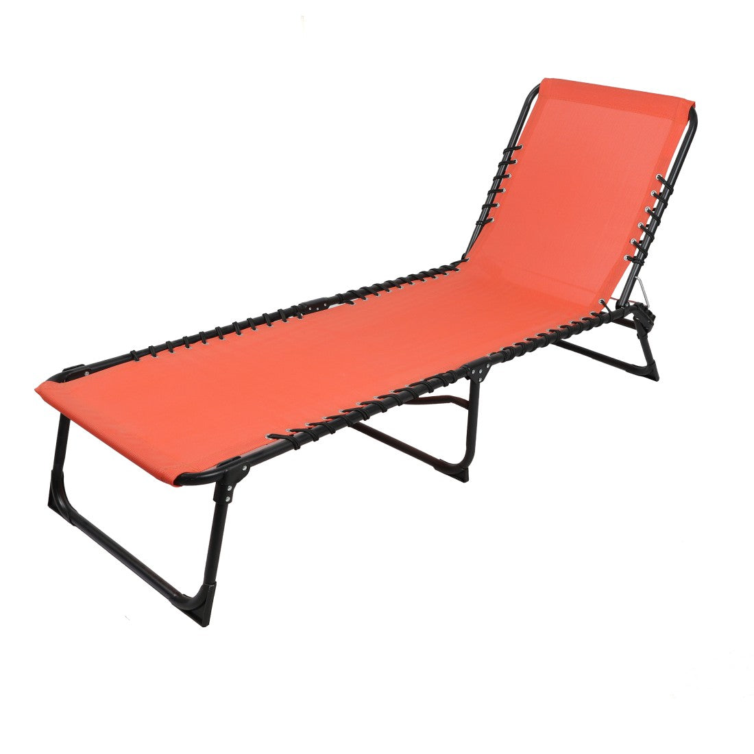 Set di 2 lettini da sole corallo – 187x56x26/85 cm – Metallo – Tela resistente – Schienale reclinabile