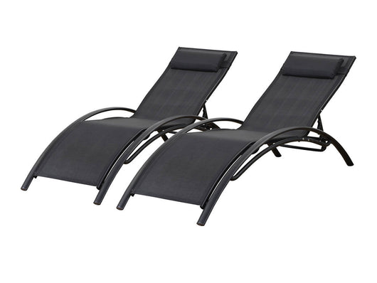 Set di 2 lettini prendisole Beauty "Phoenix" in alluminio Nero