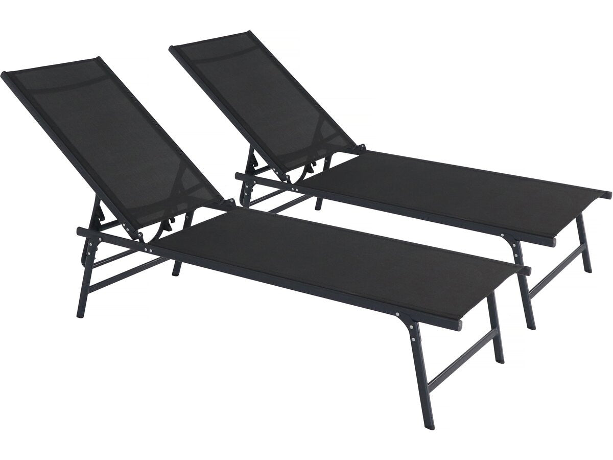 Set di 2 lettini prendisole in metallo "Sublima" - 180 x 54 x 104 cm - Nero