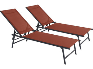 Set di 2 lettini prendisole in metallo "Sublima" - 180 x 54 x 104 cm - Terracotta
