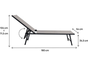 Set di 2 lettini prendisole in metallo "Sublima" - 180 x 54 x 104 cm - Tortora