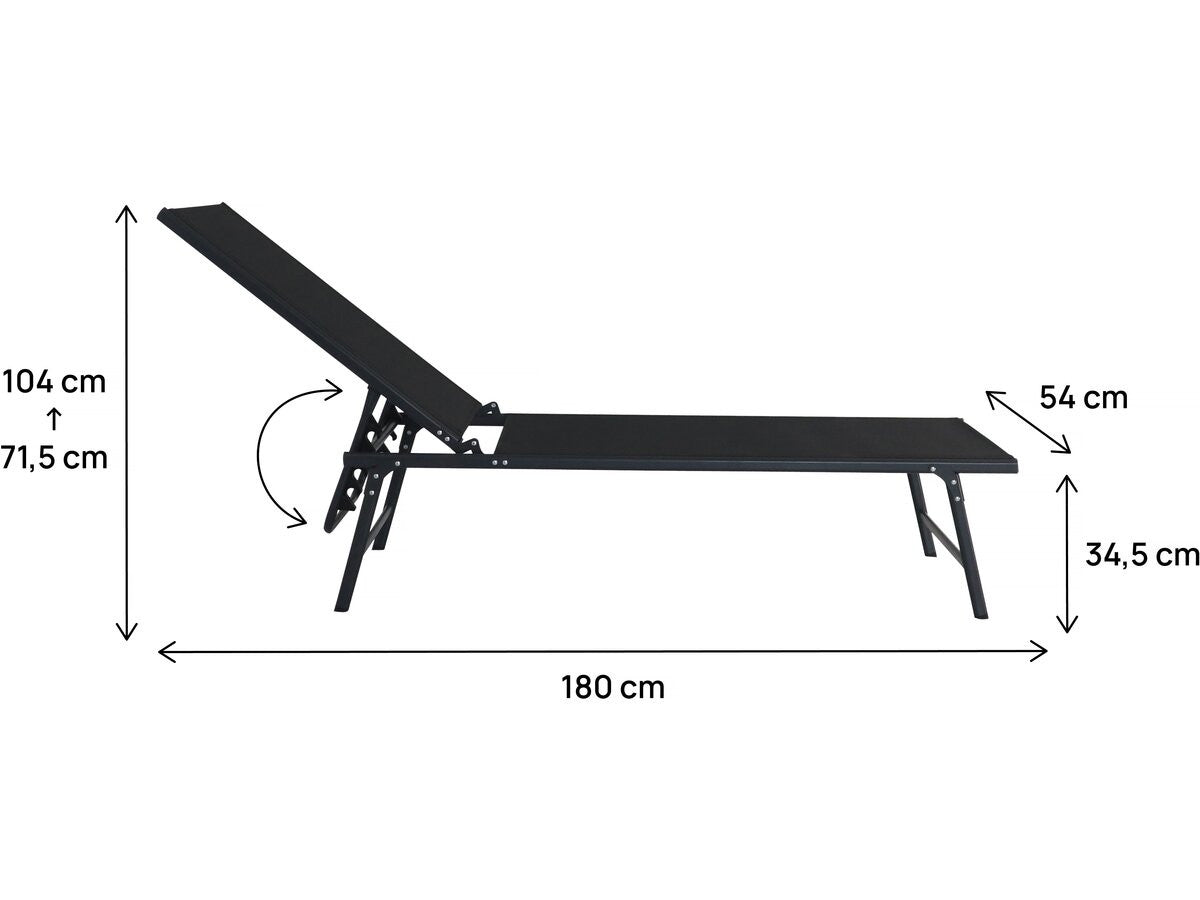 Set di 2 lettini prendisole in metallo "Sublima" - 180 x 54 x 104 cm - Nero