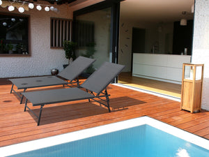 Set di 2 lettini prendisole in metallo "Sublima" - 180 x 54 x 104 cm - Antracite