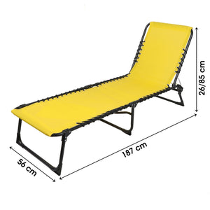 Set di 2 lettini da sole giallo senape – 187x56x26/85 cm – Metallo – Tela resistente – Pieghevoli