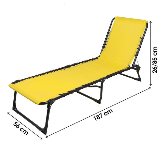 Set di 2 lettini da sole giallo senape – 187x56x26/85 cm – Metallo – Tela resistente – Pieghevoli
