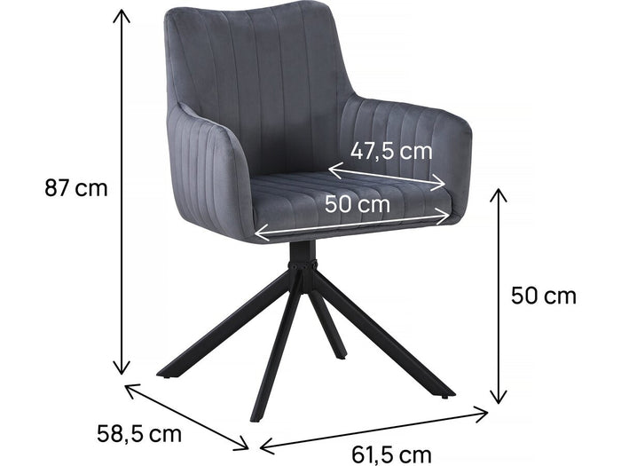 Set di 2 sedie in tessuto "Pharell" - 60 x 61 x 91 cm - Grigio