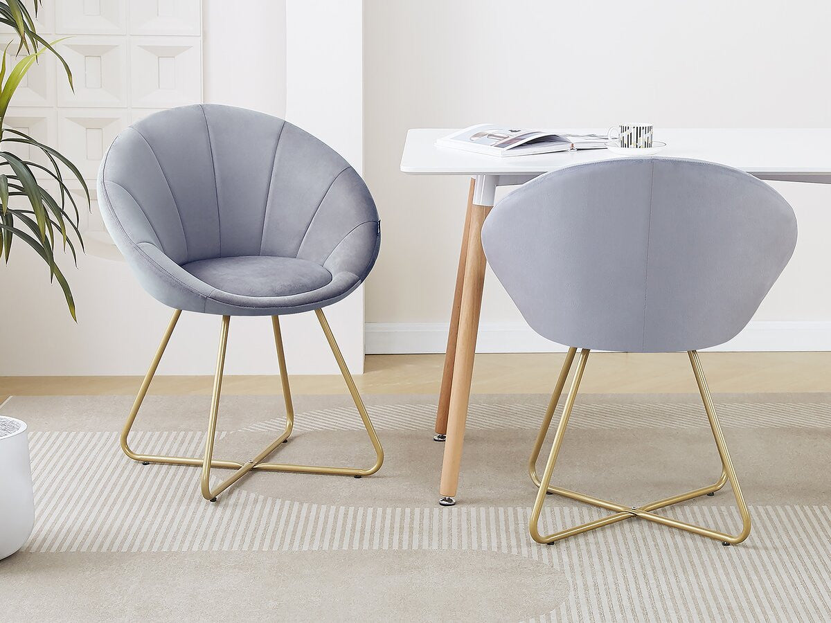 Set di 2 sedie per sala da pranzo in velluto "Rosalie" - Grigio