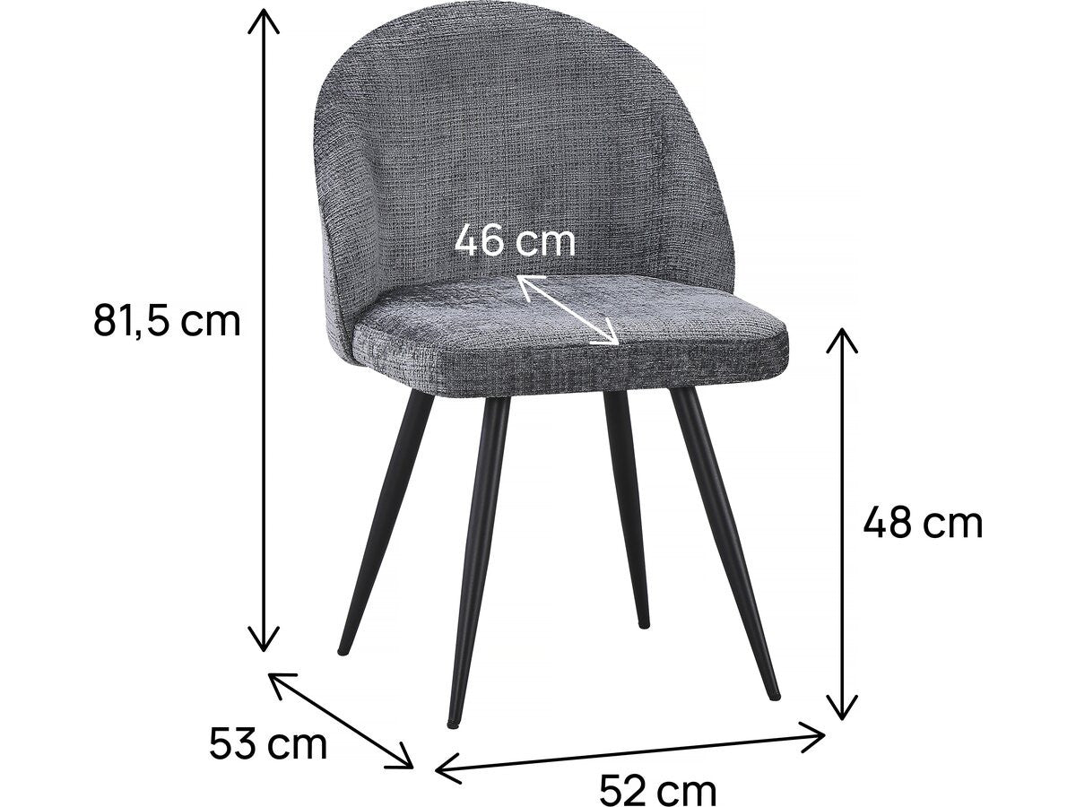 Set di 2 sedie in tessuto "Samuel" - 53 x 51 x 82 cm - Grigio