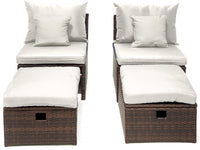 Set di 2 poltrone da giardino "Farel" con poggiapiedi e scatola - Beige/marrone