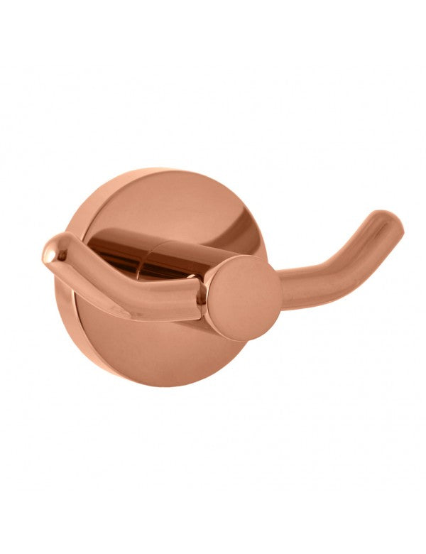 Set 2 ganci appendiabiti doppi COLORADO in ottone oro rosa lucido 9,2x 5,3x5 cm