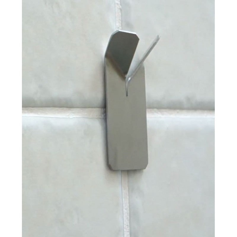 Set di 2 ganci appendiabiti doppi NIVA in acciaio inox con adesivo 4,8 x8,5 x2,2 cm