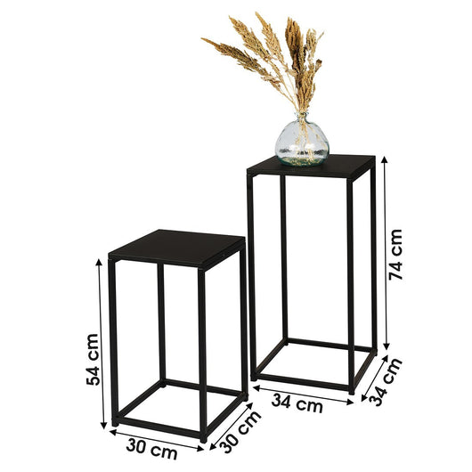 Set di 2 sgabelli design SOHO, struttura e piano in metallo nero.