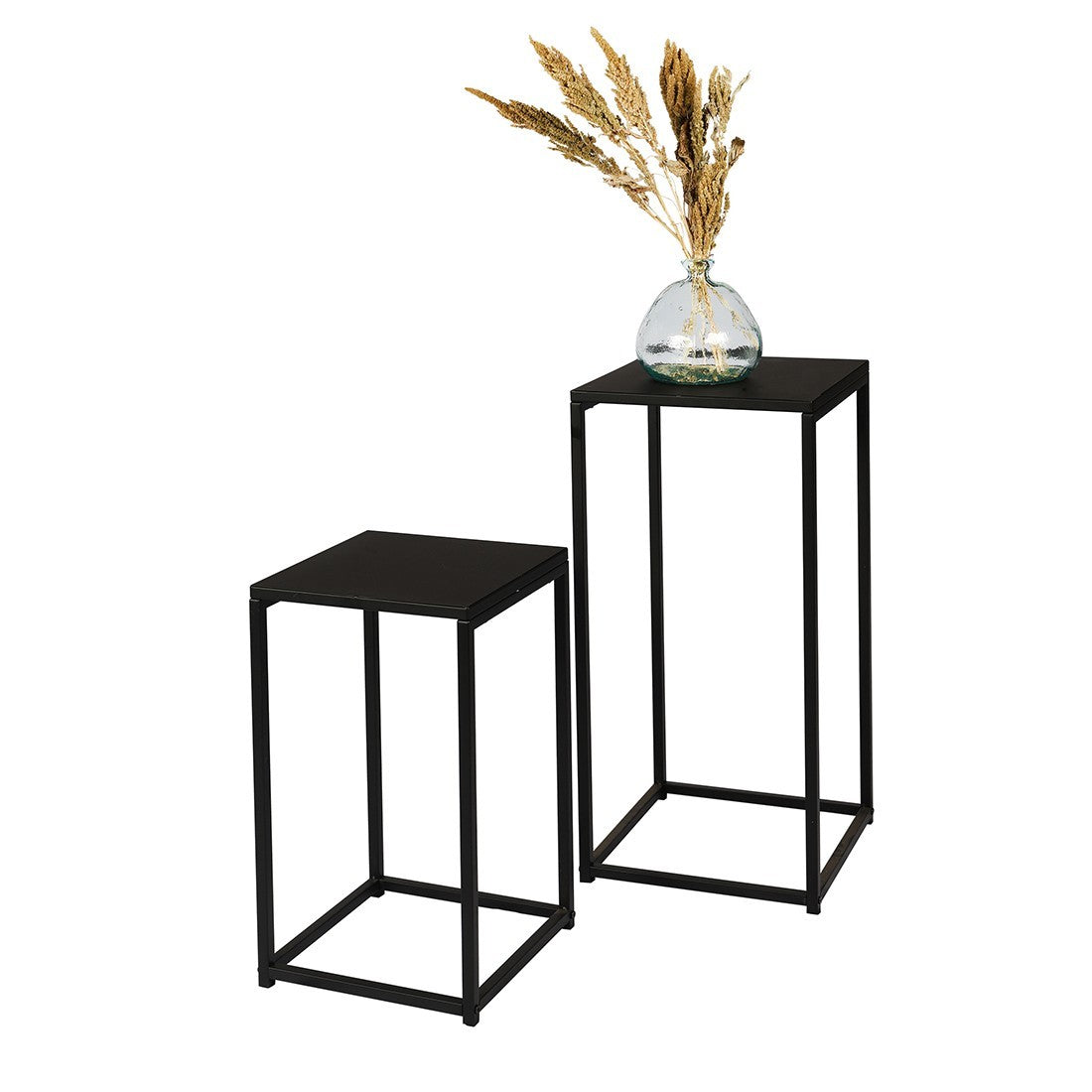 Set di 2 sgabelli design SOHO, struttura e piano in metallo nero.