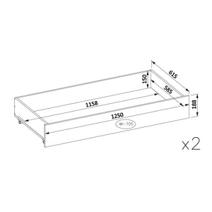 Set di 2 cassetti per letto VOX colore rovere e bianco