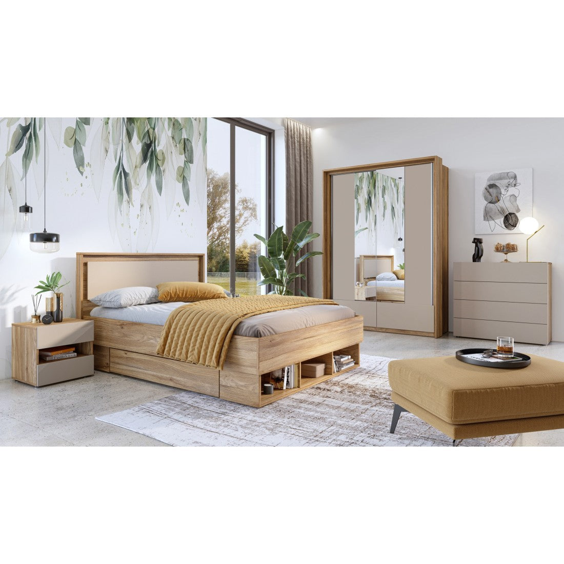 Set di 2 cassetti per letto VOX colore rovere e bianco