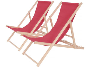 Set di 2 sedie a sdraio in legno "Chilienne" - 107 x 56,5 x 81 cm - Rosso