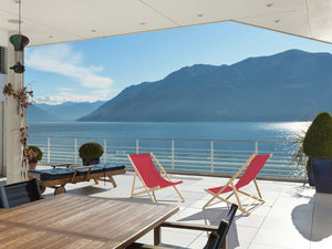 Set di 2 sedie a sdraio in legno "Chilienne" - 107 x 56,5 x 81 cm - Rosso