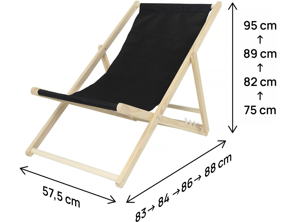 Set di 2 Transat di legno "Chilienne" - Nero